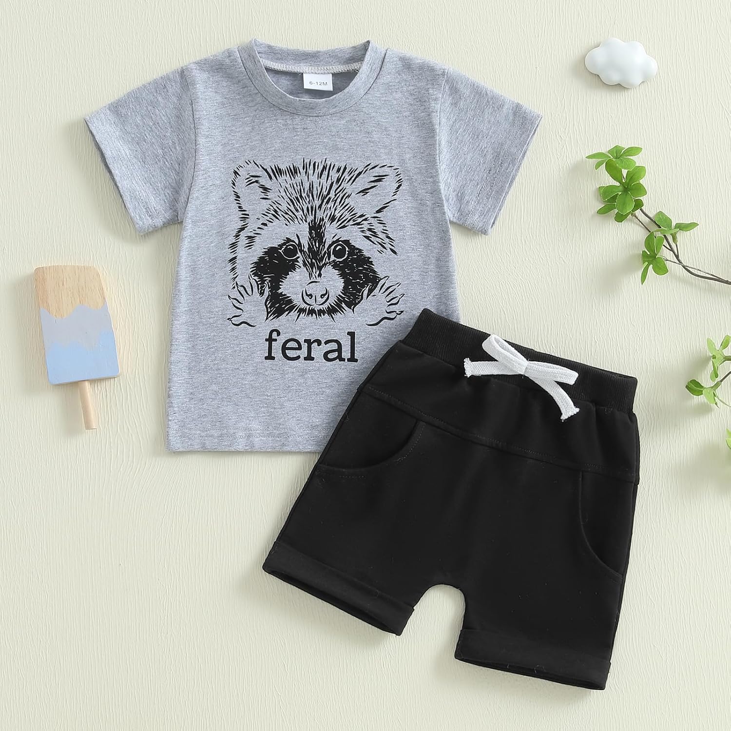 Non-Negotiable Baby Boy Shorts Set Toddler Boys Summer Outfit BearRaccoon Printing