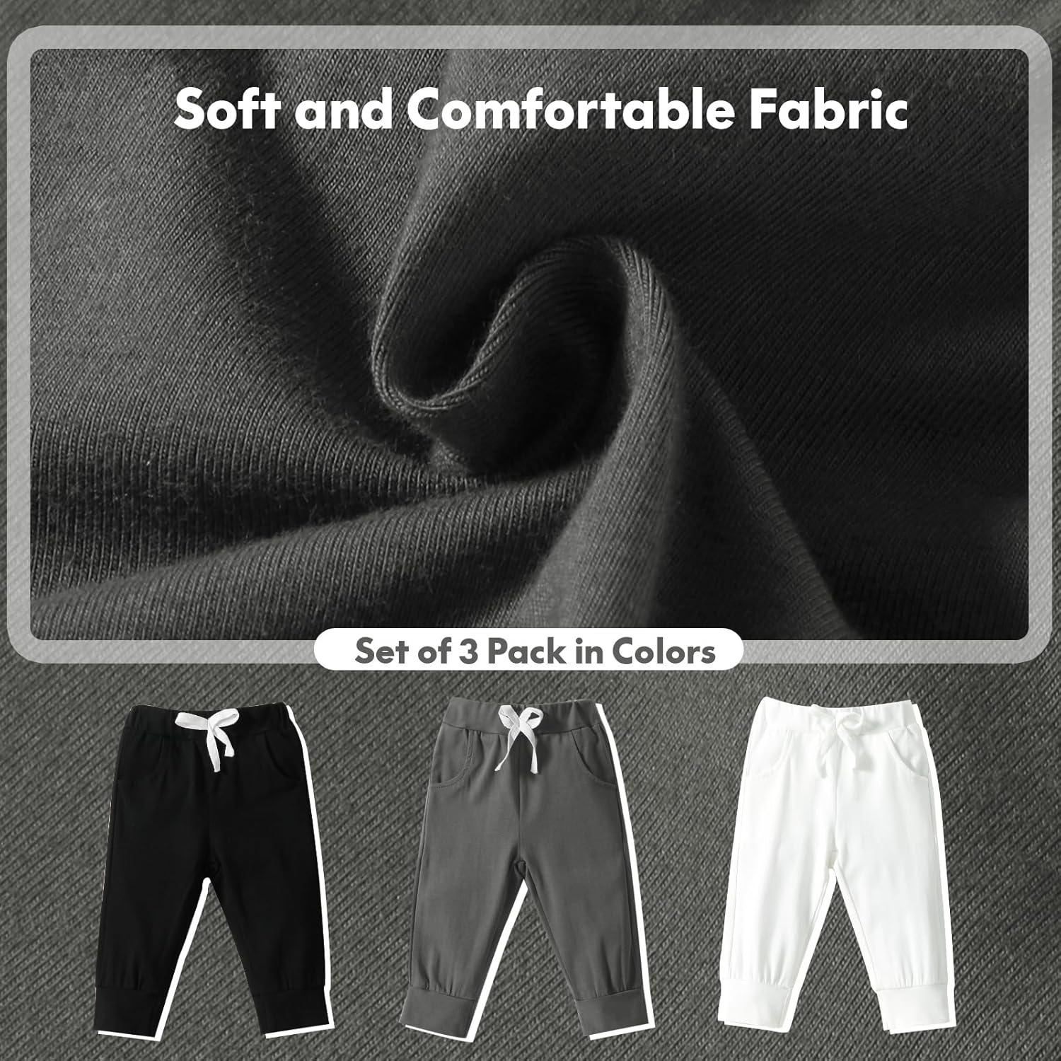DREAM BUS Pack of 3 Toddler Jogger Pants with Pockets
