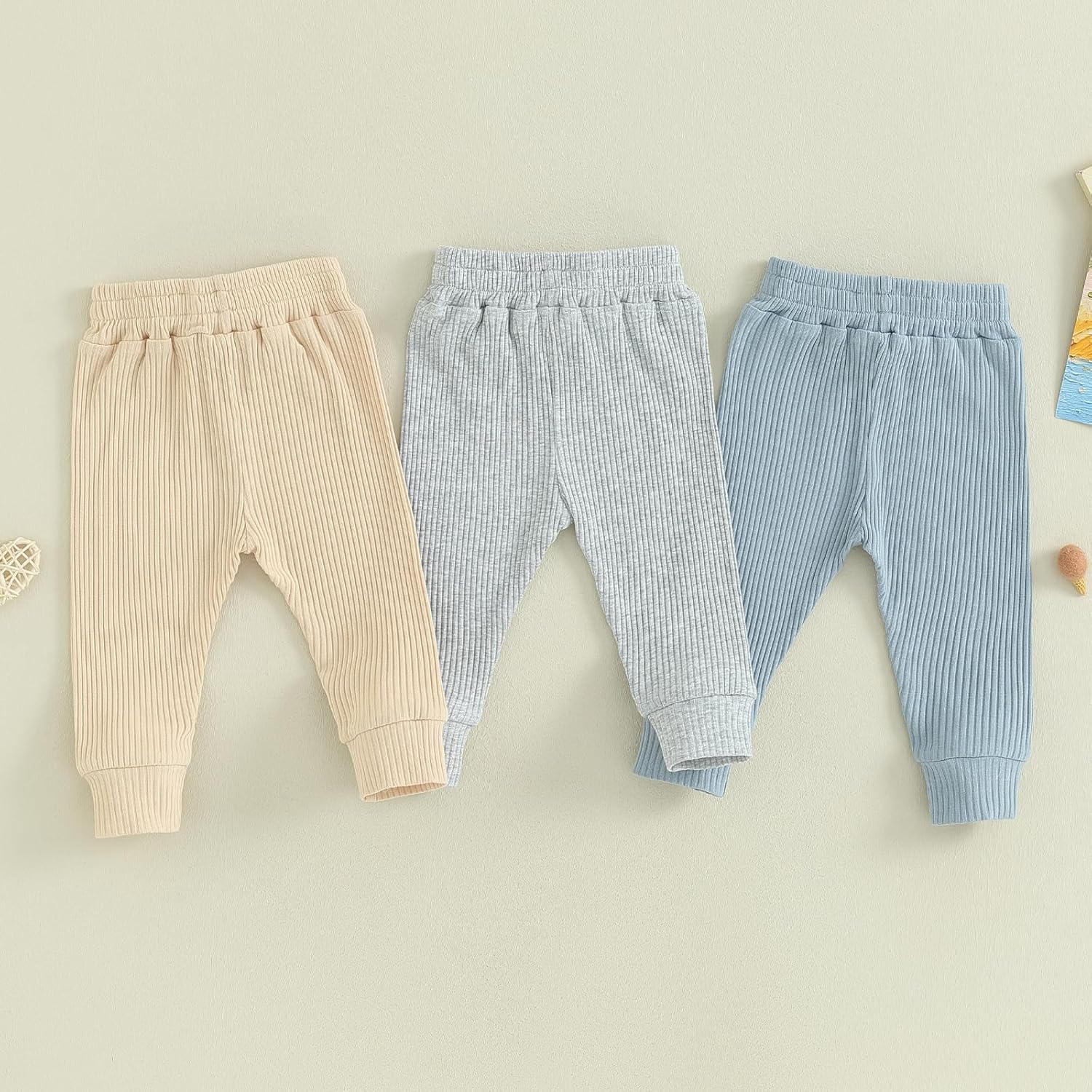 Socutebabe 3Packs Unisex Toddler Boys Girls Joggers Pants Solid Drawstring Sweatpants