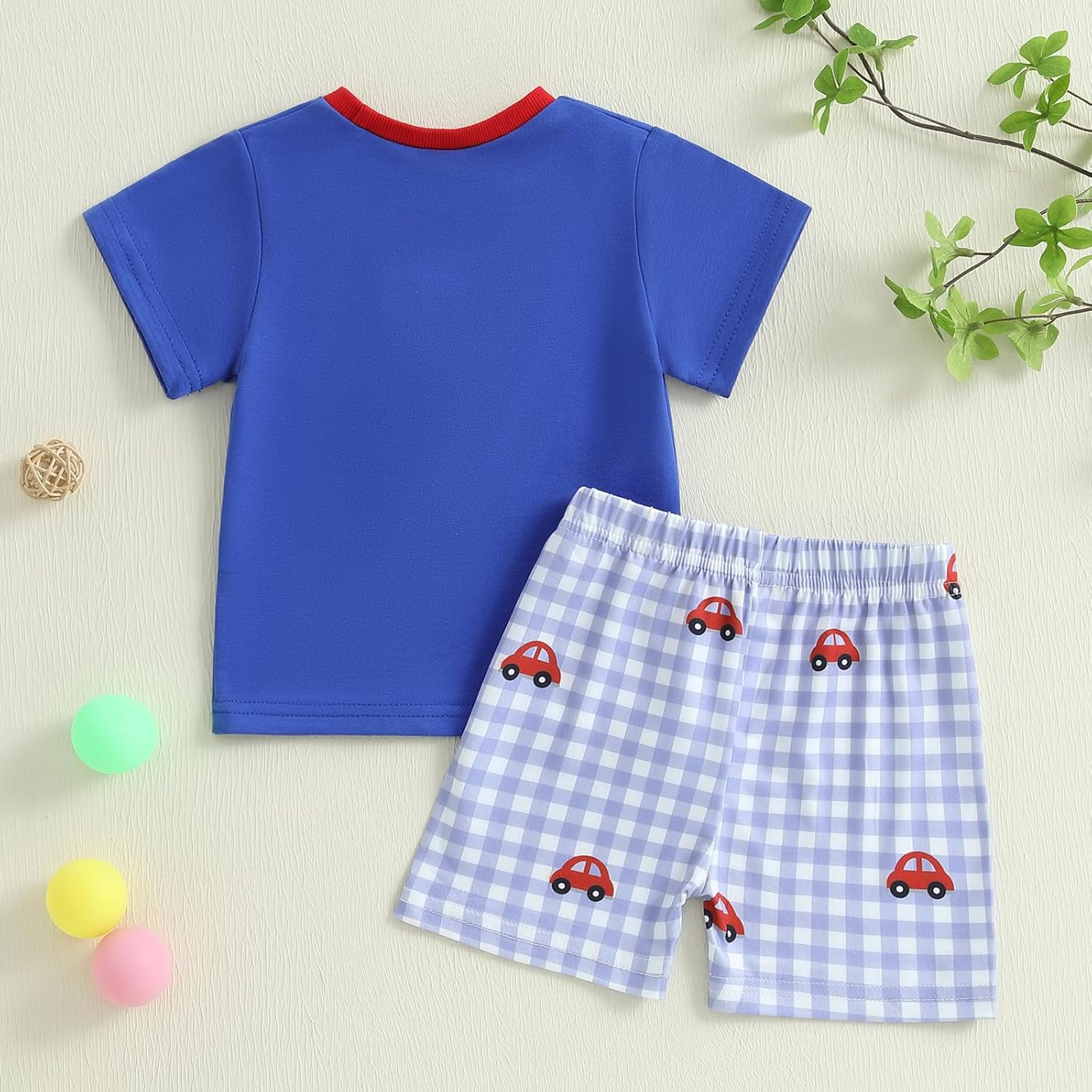 Baby Boy Clothes - Tractor Embroidery T-Shirt Plaid Shorts Set