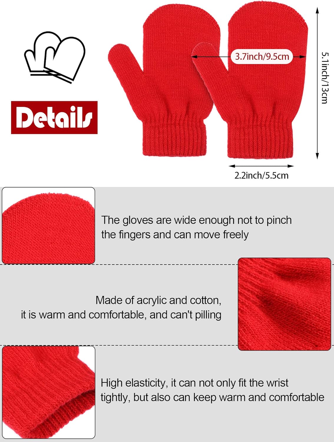 Sumind Knitted Toddler Mitten Gloves