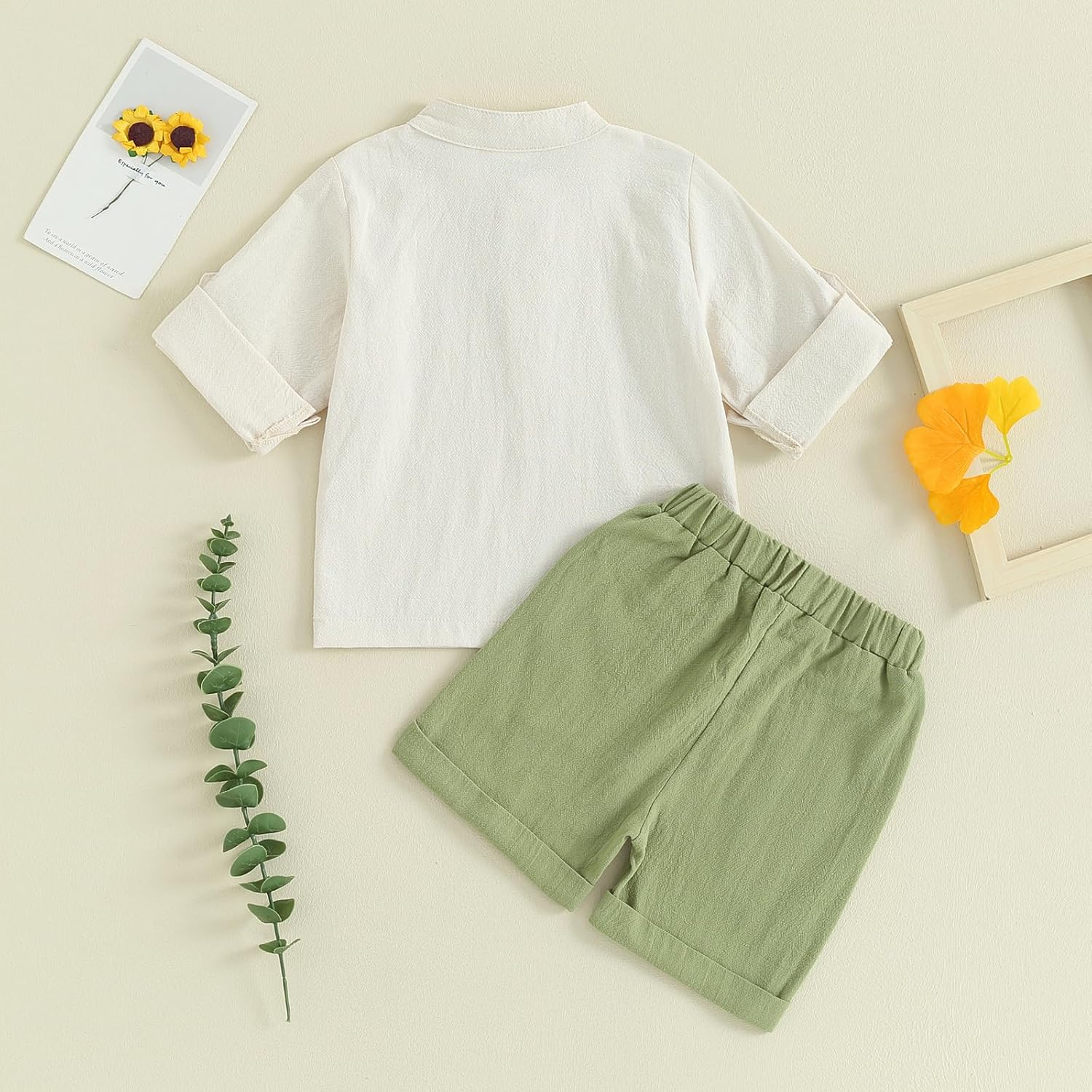 Karuedoo Toddler Baby Boy Cotton Linen 2 Piece Set