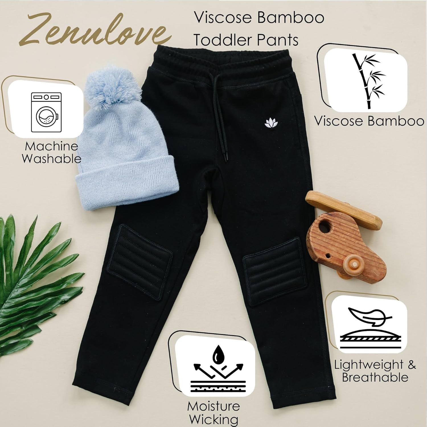Zenulove Viscose Baby Pants with Knee Pads for Boys Girls - 2T-5T