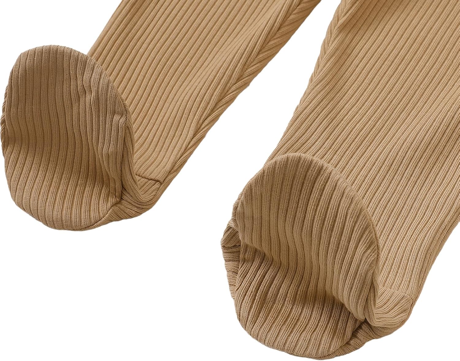 SOBOWO Newborn Footed Pants 3-Pack Solid Ribbed