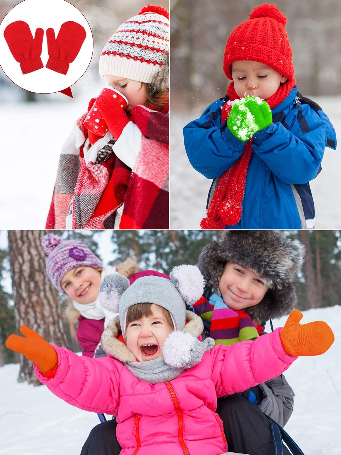 Sumind Knitted Toddler Mitten Gloves