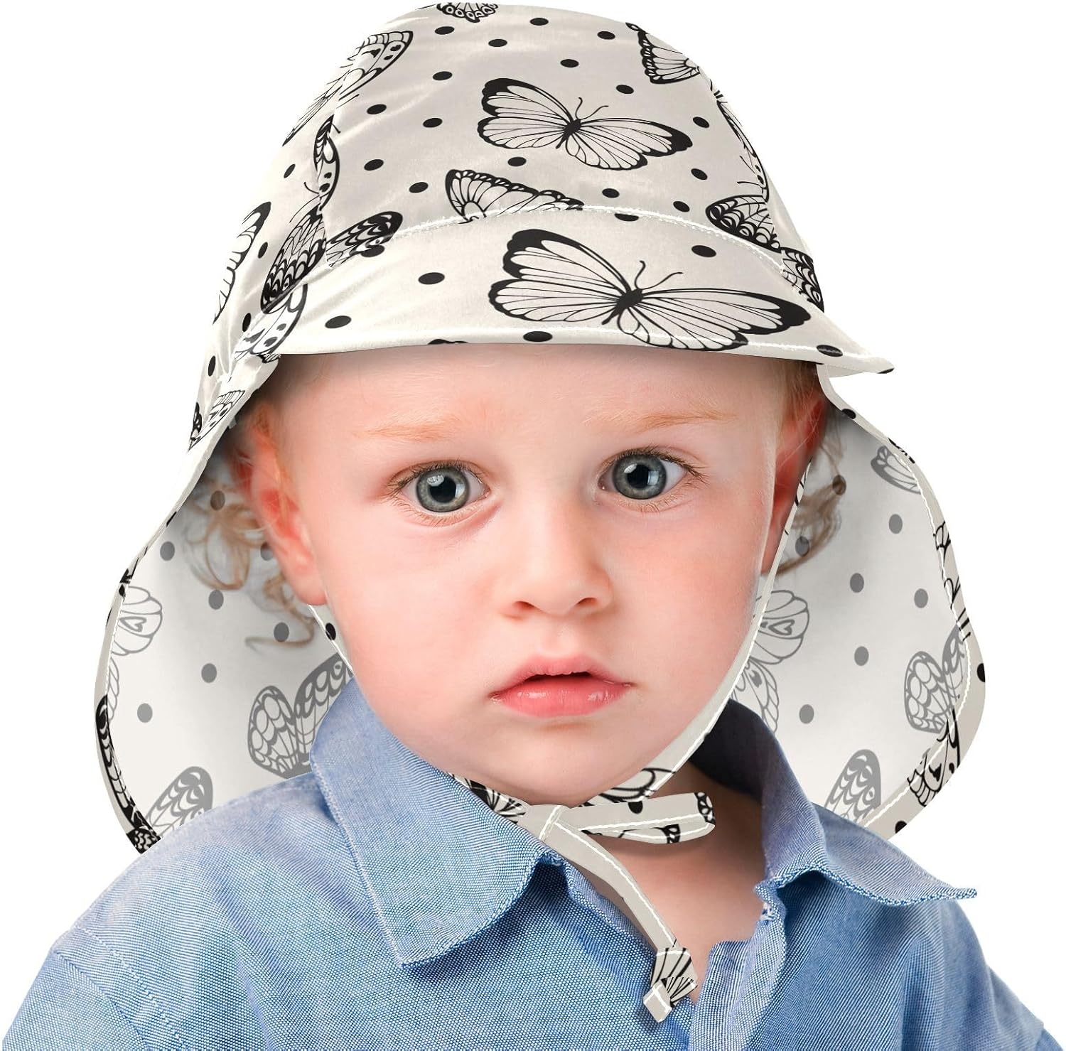 KLL Elegant Polka Dot Butterflies Toddler Beach Sun Hat