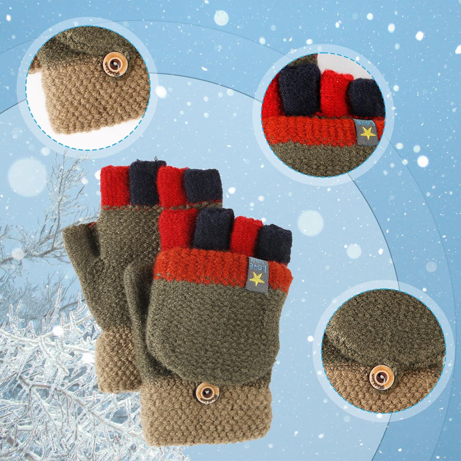 Flip Top Winter Gloves for Kids