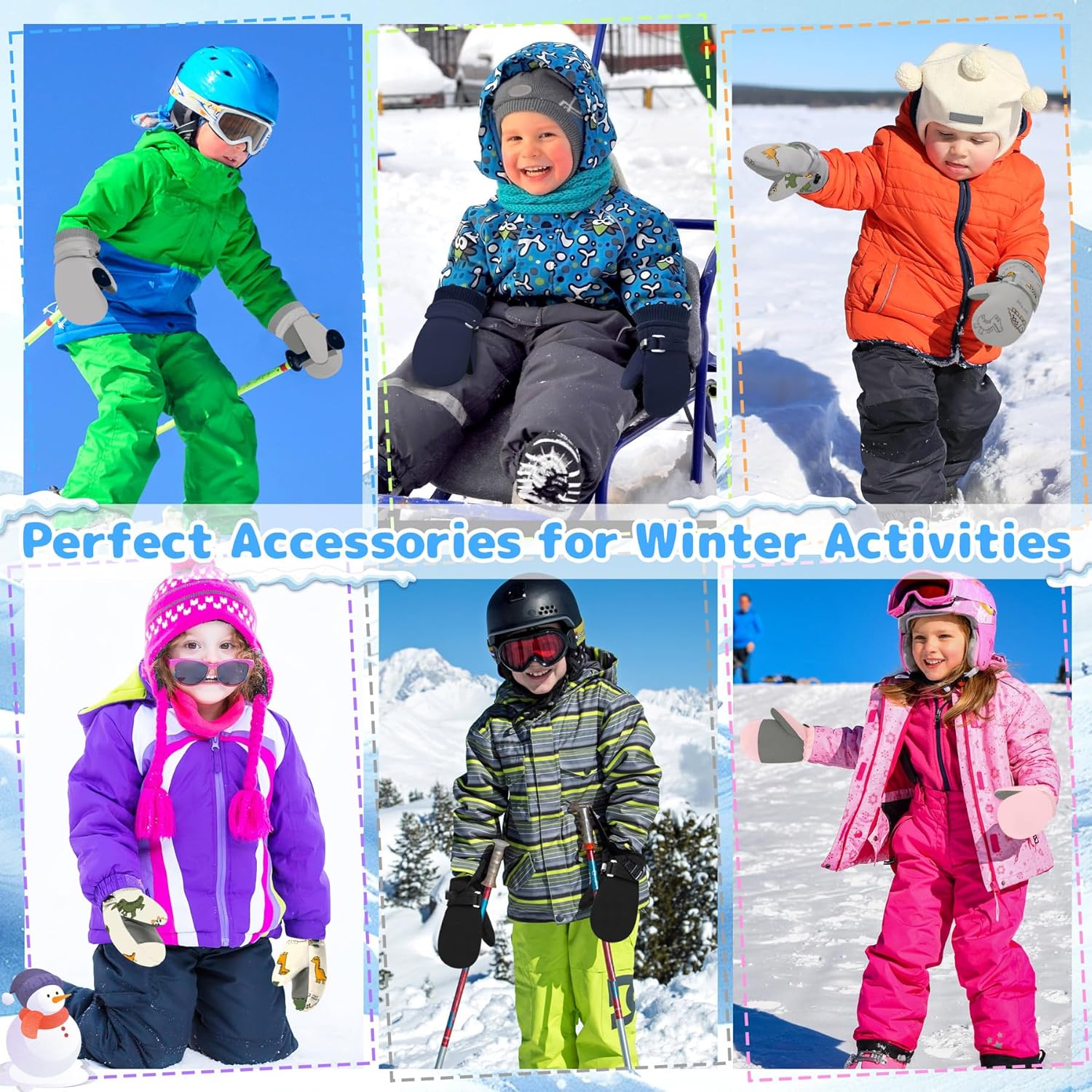 Olreco Warm Waterproof Toddler Snow Gloves