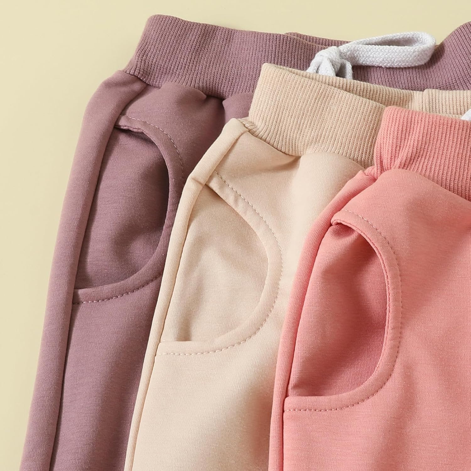 3-Pack Solid Cotton sweatpants for Babies Cute Lightweight