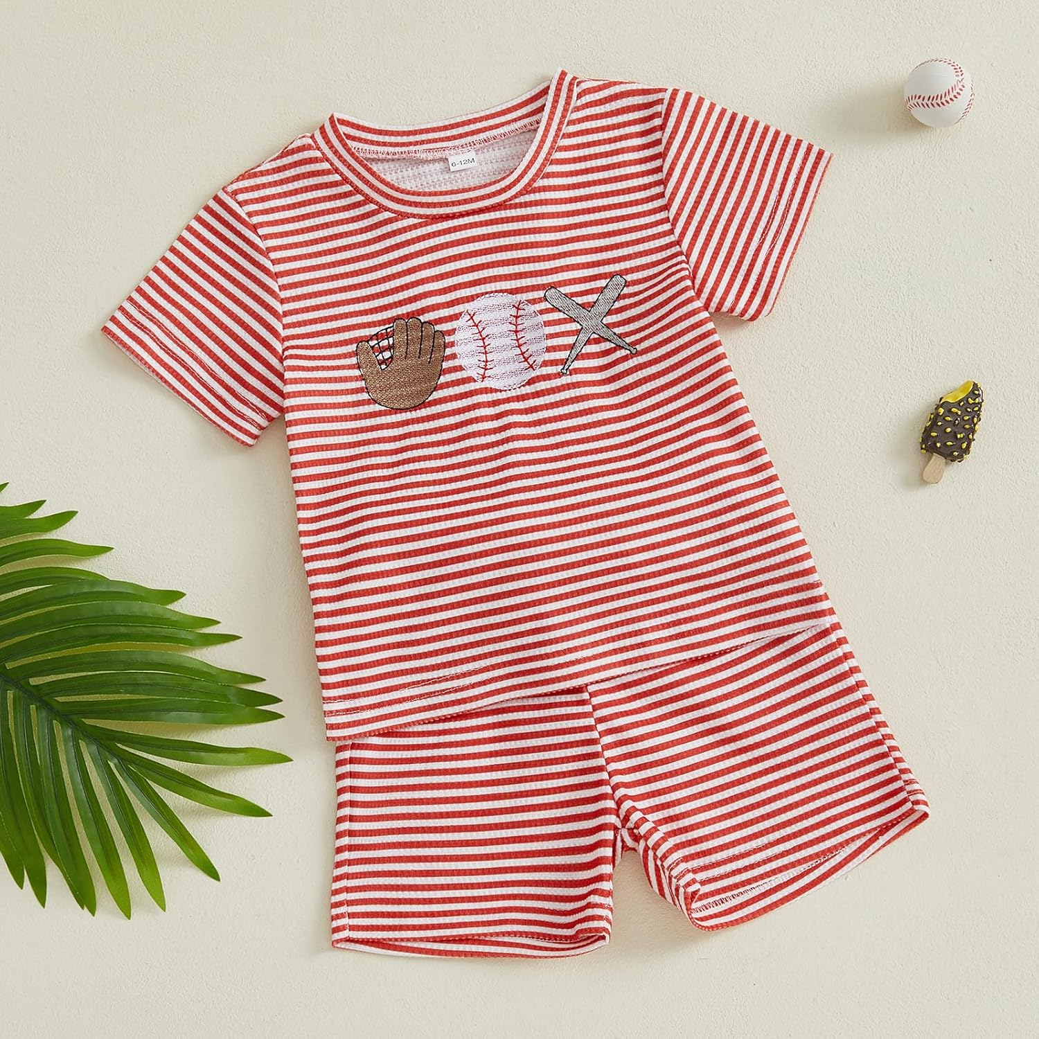 Toddler Baseball Stripe T-Shirt and Shorts Set