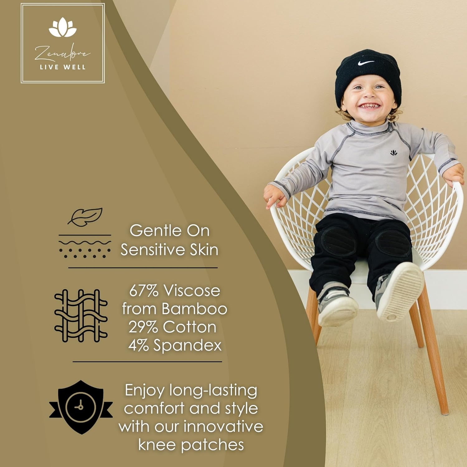 Safe andComfortable Viscose Toddler Pants with Knee Protection
