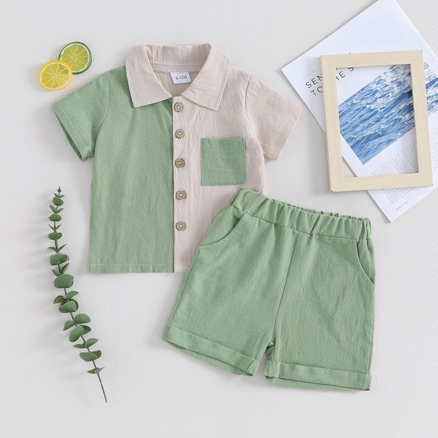FOMOYUU Toddler Boys Button Down Summer Set