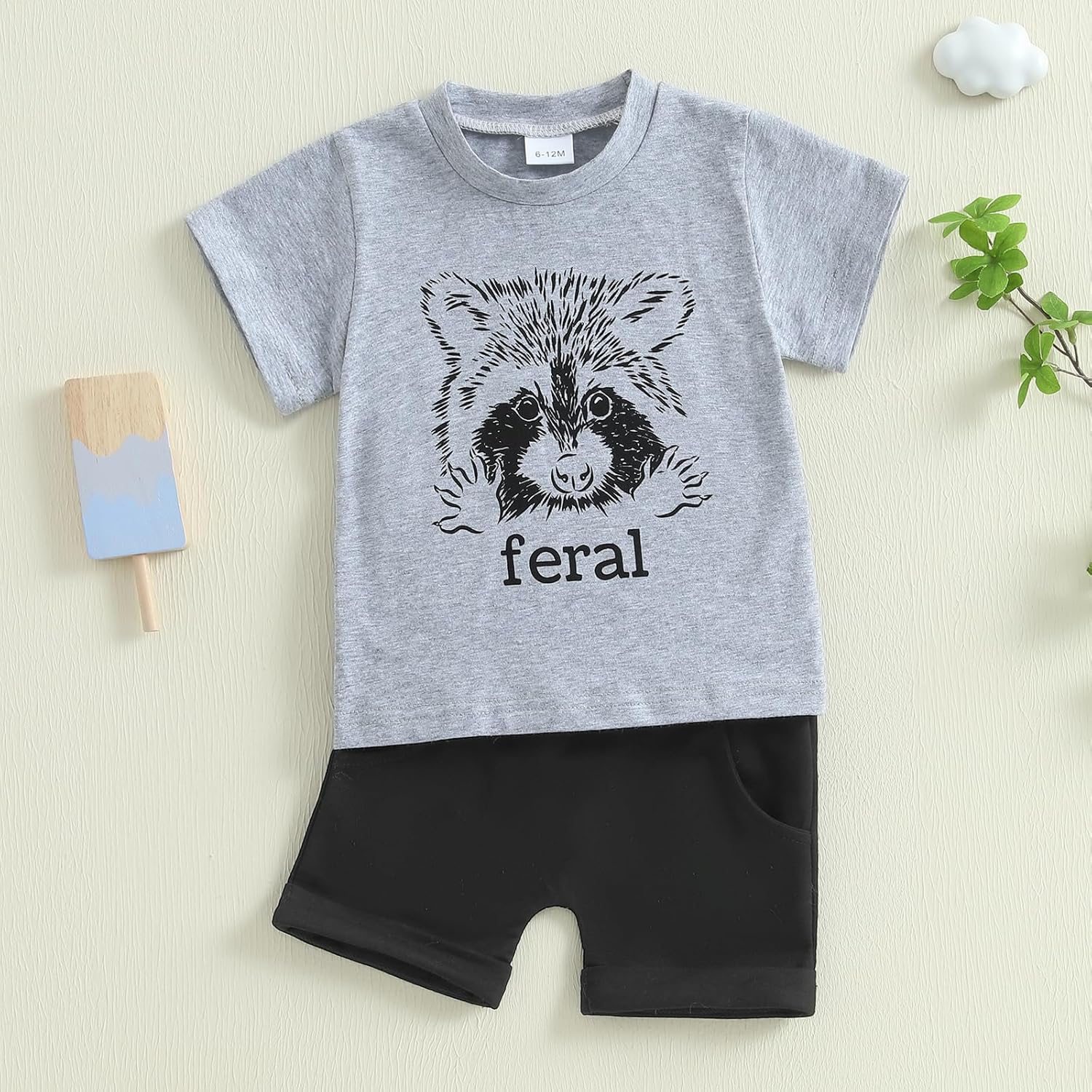 Non-Negotiable Baby Boy Shorts Set Toddler Boys Summer Outfit BearRaccoon Printing