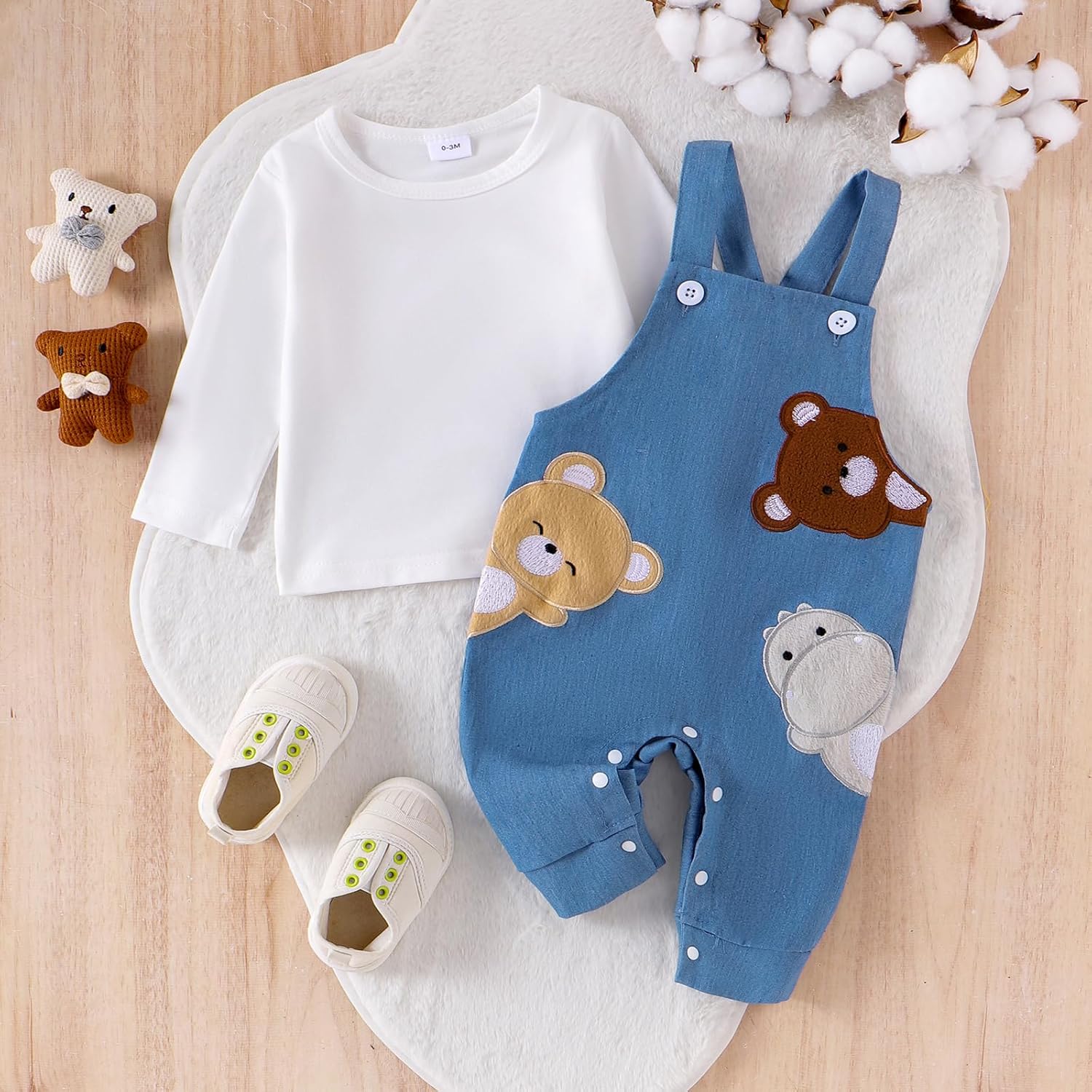 Preemie Bearpermit Child Outfit T-Shirt Pants Set with Soft Fabric