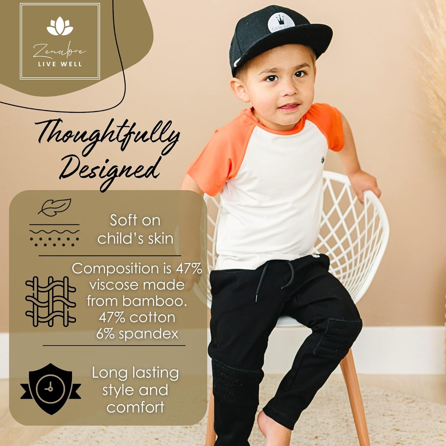 Zenulove Viscose Baby Pants with Knee Pads for Boys Girls - 2T-5T