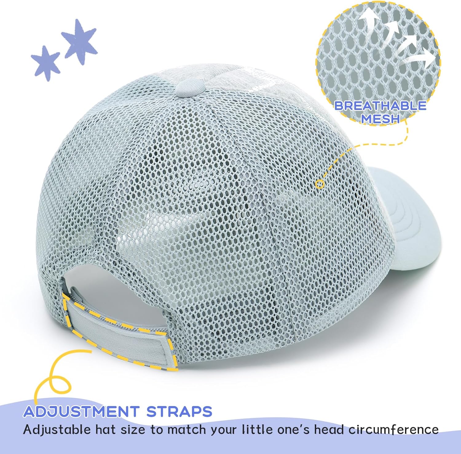 Hpegny Toddler Baseball Cap and Sun Hat - Comfortable Mesh and Sponge Design