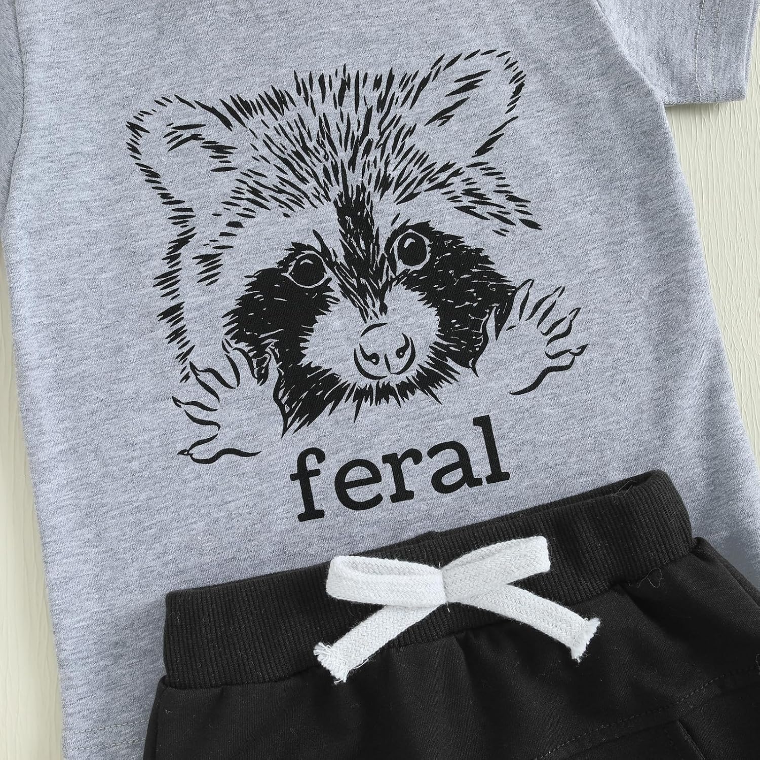 Non-Negotiable Baby Boy Shorts Set Toddler Boys Summer Outfit BearRaccoon Printing