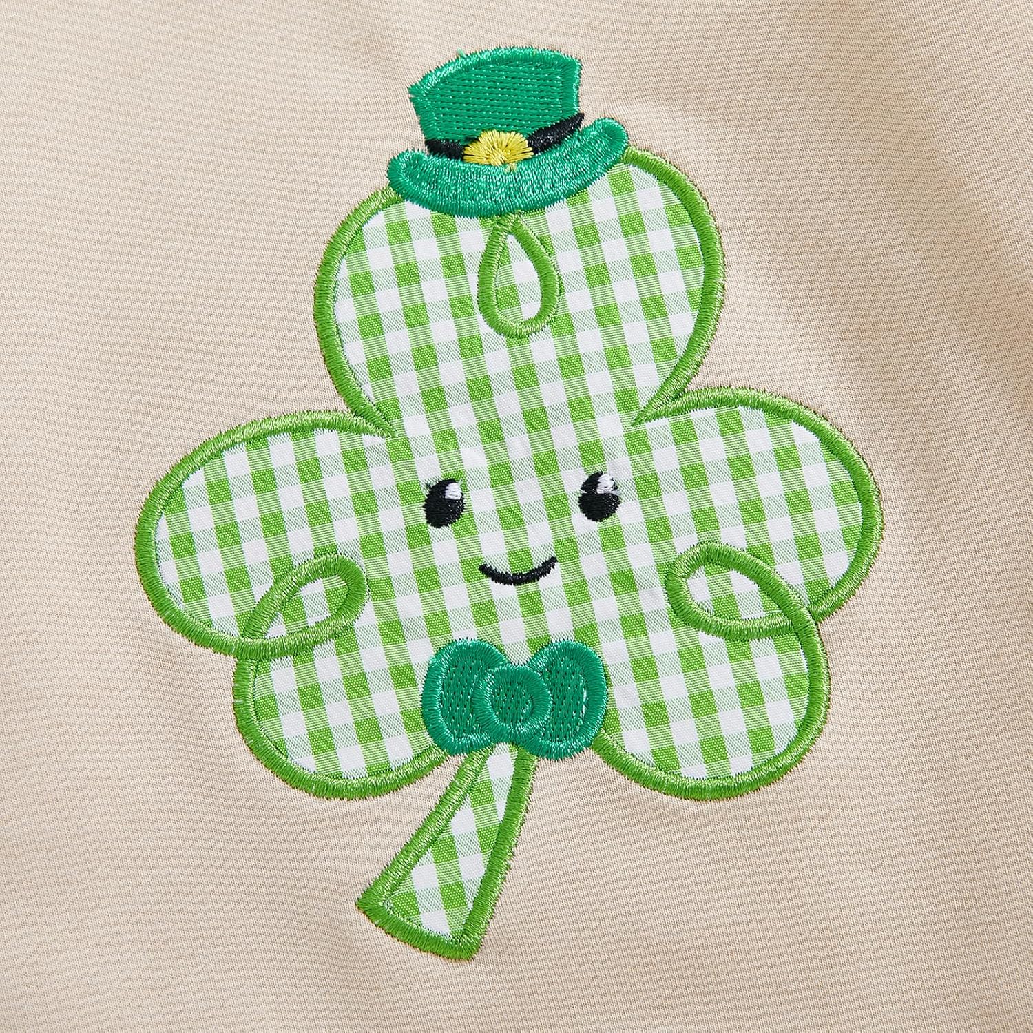 St Patricks Day Toddler Boys Outfit - Clover Embroidered Set