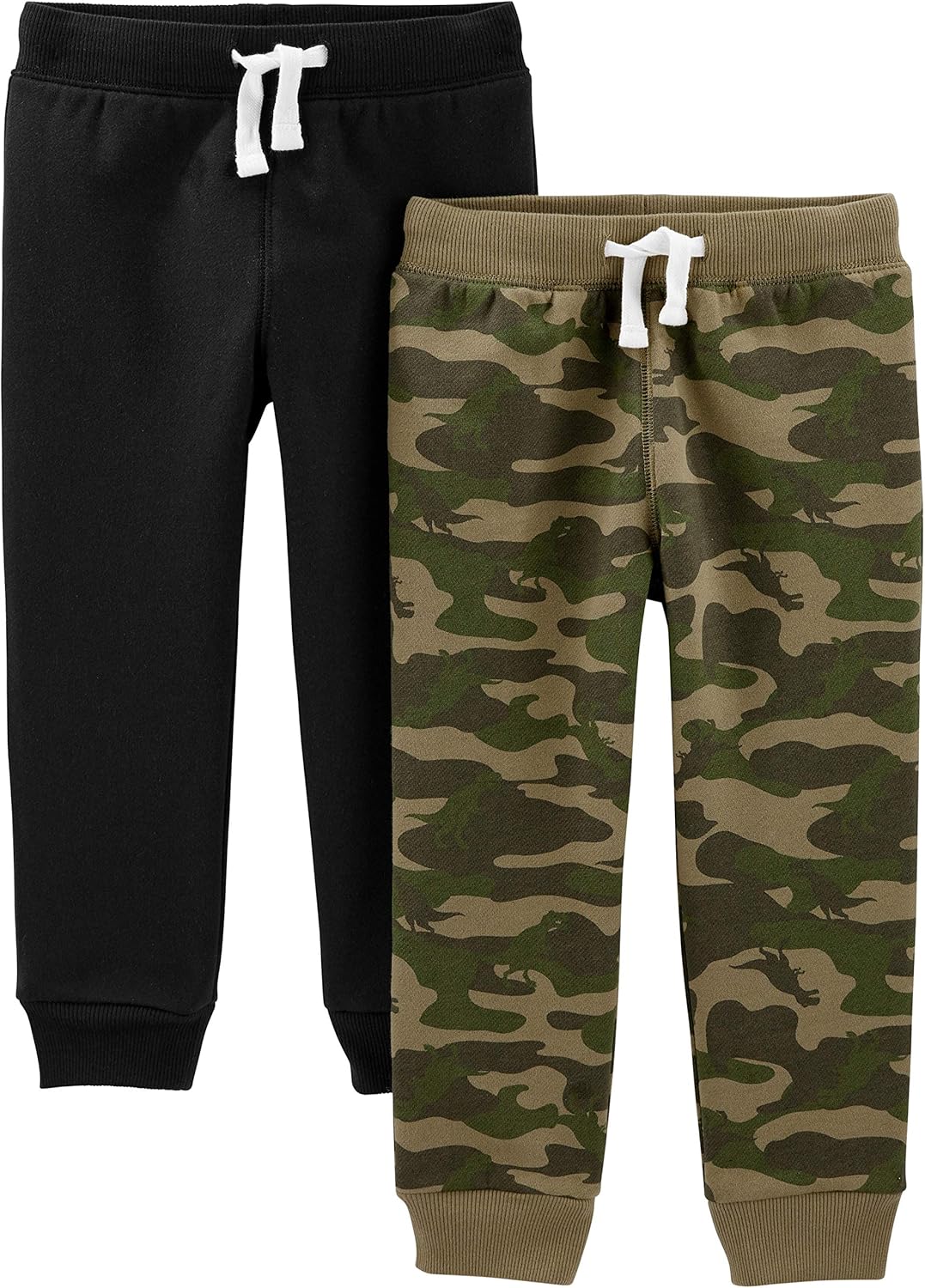 Boys 2-Pack Fleece Pants with Drawstring Waist - Trendy Style Machine Washable Carters