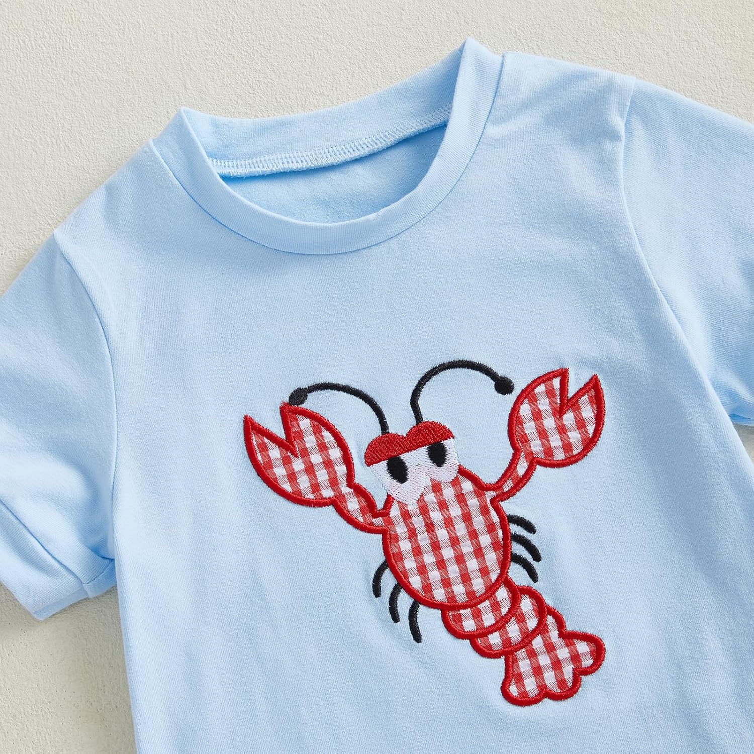Lobster Crab Embroidery Short Set for Babies